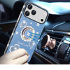 Four-Leaf Clover Diamond Rhinestone Case with Ring Grip for iPhone 18 Pro and iPhone 17 Pro - Light Blue