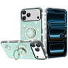 Four-Leaf Clover Diamond Rhinestone Case with Ring Grip for iPhone 18 Pro and iPhone 17 Pro - Teal