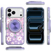 Circular Series Hybrid Case with Rotating Ring Stand for iPhone 18 Pro and iPhone 17 Pro - Floral Purple