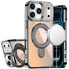 Electroplating Chrome Tough Shield Transparent Case with MagSafe Ring Holder for iPhone 18 Pro Max and iPhone 17 Pro Max - Black