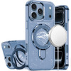 Electroplating Chrome Tough Shield Glitter Case with MagSafe Ring Holder for iPhone 18 Pro and iPhone 17 Pro - Light Blue