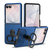 Double Finger Ring Holder Hybrid Stand Case for Samsung Galaxy Z Flip 8 - Blue