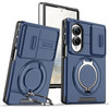 Dual Layer Magnetic Ring Case with Rotating Stand and Privacy Camera Cover for Samsung Galaxy Z Fold 8 - Blue