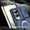 Dual Layer Magnetic Ring Case with Rotating Stand and Privacy Camera Cover for Samsung Galaxy Z Fold 8 - Blue