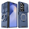 Dual Layer Magnetic Ring Case with Rotating Stand and Privacy Camera Cover for Samsung Galaxy Z Fold 8 Ultra - Blue