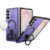 Magnetic Armor Stand Case with Double Finger Ring Holder for Samsung Galaxy Z Fold 8 Ultra - Purple