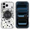 Circular Series Hybrid Case with Rotating Ring Stand for iPhone 18 Pro Max and iPhone 17 Pro Max - Black and White Floral