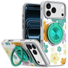 Circular Series Hybrid Case with Rotating Ring Stand for iPhone 18 Pro Max and iPhone 17 Pro Max - Yellow and Purple Flowers