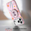 Circular Series Hybrid Case with Rotating Ring Stand for iPhone 18 Pro and iPhone 17 Pro - Pink with Daisies and Floral