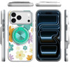 Circular Series Hybrid Case with Rotating Ring Stand for iPhone 18 Pro and iPhone 17 Pro - Yellow and Purple Flowers