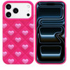Heart Design Aesthetic Silicone Case for iPhone 18 Pro Max and iPhone 17 Pro Max - Hot Pink