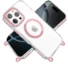 Transparent Protective Bumper Case with MagSafe and Lanyard for iPhone 16 Pro Max - Pink