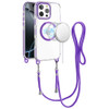 Transparent Protective Bumper Case with MagSafe and Lanyard for iPhone 16 Pro - Purple