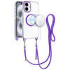 Transparent Protective Bumper Case with MagSafe and Lanyard for iPhone 16 - Purple
