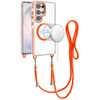 Transparent Protective Bumper Case with Magnetic Ring and Lanyard for Samsung Galaxy S26 Ultra - Cosmic Orange