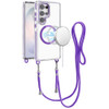 Transparent Protective Bumper Case with Magnetic Ring and Lanyard for Samsung Galaxy S25 Ultra - Purple