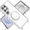 Transparent Protective Bumper Case with Magnetic Ring and Lanyard for Samsung Galaxy S25 Ultra - White