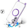 Transparent Protective Bumper Case with Magnetic Ring and Lanyard for Samsung Galaxy S26 - Purple