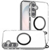Transparent Protective Bumper Case with Magnetic Ring and Lanyard for Samsung Galaxy S26 Plus - Black