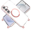 Transparent Protective Bumper Case with Magnetic Ring and Lanyard for Samsung Galaxy S25 Plus / S24 Plus - Pink