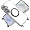 Transparent Protective Bumper Case with Magnetic Ring and Lanyard for Samsung Galaxy S25 / S24 - Black