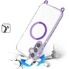Transparent Protective Bumper Case with Magnetic Ring and Lanyard for Samsung Galaxy S25 / S24 - Purple