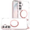 Transparent Protective Bumper Case with Magnetic Ring and Lanyard for Samsung Galaxy S25 / S24 - Pink