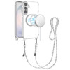 Transparent Protective Bumper Case with Magnetic Ring and Lanyard for Samsung Galaxy S25 / S24 - White