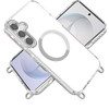 Transparent Protective Bumper Case with Magnetic Ring and Lanyard for Samsung Galaxy S25 / S24 - White