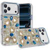 Luxury Crystal Heart Bling 3D Diamond Case for iPhone 18 Pro Max and iPhone 17 Pro Max - Blue
