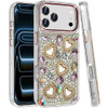 Luxury Crystal Heart Bling 3D Diamond Case for iPhone 18 Pro Max and iPhone 17 Pro Max - Rose Gold