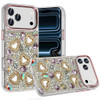 Luxury Crystal Heart Bling 3D Diamond Case for iPhone 18 Pro Max and iPhone 17 Pro Max - Rose Gold