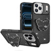 Dazzling Diamond Hybrid Case with Butterfly Grip Stand for iPhone 18 Pro Max and iPhone 17 Pro Max - Black