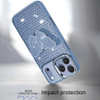 Dazzling Diamond Hybrid Case with Butterfly Grip Stand for iPhone 18 Pro Max and iPhone 17 Pro Max - Light Blue