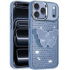 Dazzling Diamond Hybrid Case with Butterfly Grip Stand for iPhone 18 Pro Max and iPhone 17 Pro Max - Light Blue