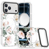 Transparent Protective Bumper Case with MagSafe for iPhone 18 Pro Max and iPhone 17 Pro Max - Light Floral with Gray Leaves