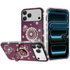 Four-Leaf Clover Diamond Rhinestone Case with Ring Grip for iPhone 18 Pro Max and iPhone 17 Pro Max - Burgundy
