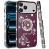 Four-Leaf Clover Diamond Rhinestone Case with Ring Grip for iPhone 18 Pro Max and iPhone 17 Pro Max - Burgundy