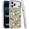 Luxury Crystal Heart Bling 3D Diamond Case for iPhone 18 Pro and iPhone 17 Pro - Multicolor