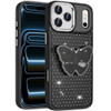 Dazzling Diamond Hybrid Case with Butterfly Grip Stand for iPhone 18 Pro and iPhone 17 Pro - Black
