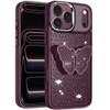 Dazzling Diamond Hybrid Case with Butterfly Grip Stand for iPhone 18 Pro and iPhone 17 Pro - Burgundy