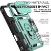 Military Grade Hybrid Case with Ring Grip and Camera Lens Protector for iPhone 18 Pro Max and iPhone 17 Pro Max - Green