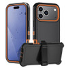 Military Grade Heavy Duty Shockproof Hybrid Armor Case with Belt Clip Holster for iPhone 18 Pro Max and iPhone 17 Pro Max - Black Orange