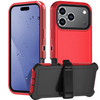 Military Grade Heavy Duty Shockproof Hybrid Armor Case with Belt Clip Holster for iPhone 18 Pro Max and iPhone 17 Pro Max - Red