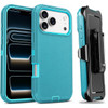Military Grade Heavy Duty Shockproof Hybrid Armor Case with Belt Clip Holster for iPhone 18 Pro Max and iPhone 17 Pro Max - Teal