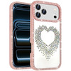 Angel Heart Dazzling Diamond Transparent Hybrid Case for iPhone 18 Pro Max and iPhone 17 Pro Max - Pink