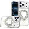 Angel Heart Sparkling Diamond Transparent Hybrid Case for iPhone 18 Pro Max and iPhone 17 Pro Max - Silver