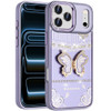 Dazzling Diamond Hybrid Case with Butterfly Stand for iPhone 18 Pro Max and iPhone 17 Pro Max - Purple