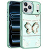 Dazzling Diamond Hybrid Case with Butterfly Stand for iPhone 18 Pro Max and iPhone 17 Pro Max - Teal