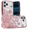 Floral Twinkle Glitter Diamond Case for iPhone 18 Pro Max and iPhone 17 Pro Max - Rose Gold